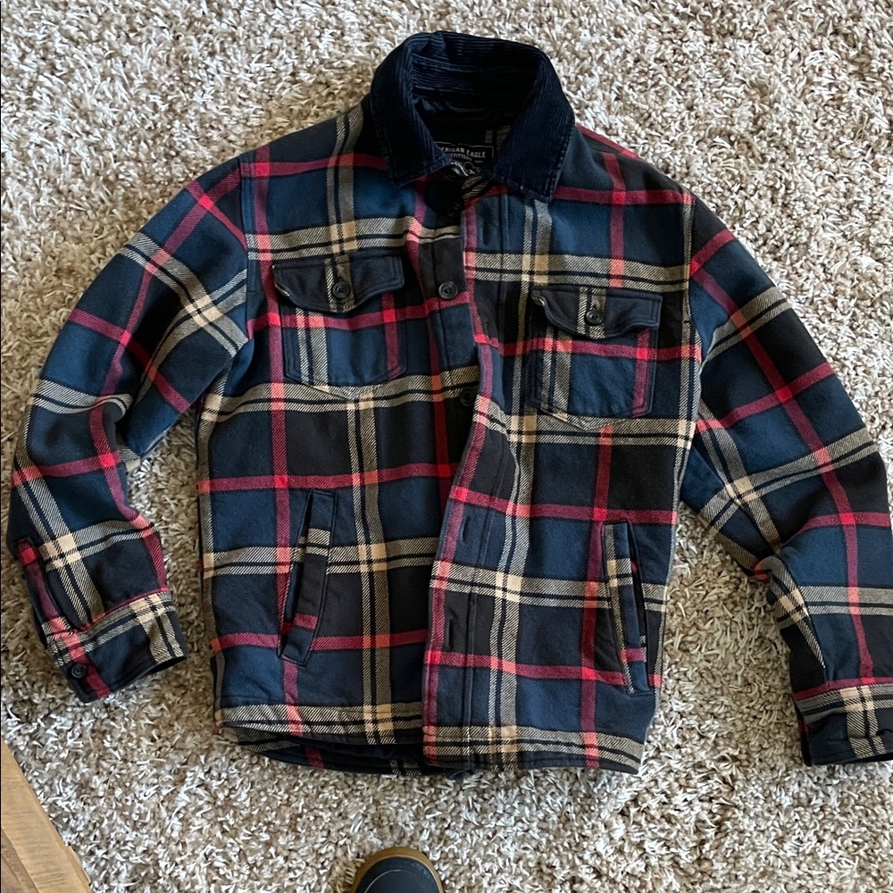 American Eagle Outfitters Red and Blue Plaid Jacket